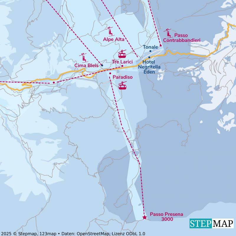 Skireisen Pontedilegno Tonale - Ortskarte